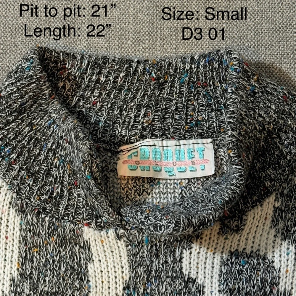 Croquet Club‎ Abstract Print Mock Neck Sweater Women's Small Gray White